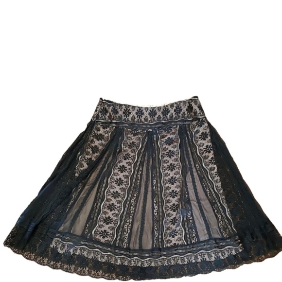 ECI Dresses & Skirts - Black Lace Skirt Over Golden/ Nude Lined Skirt Romantic Sexy Perfect Sumner Date